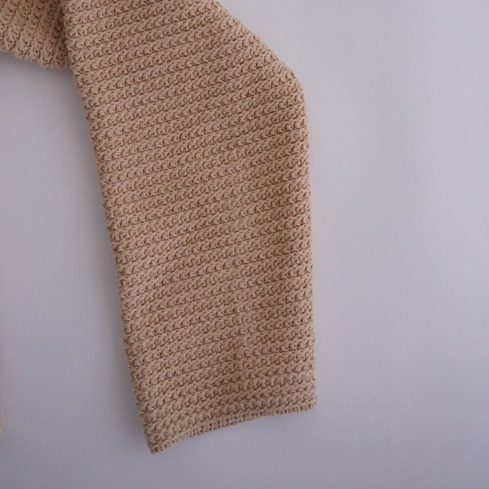 Ann Taylor Beige Crochet Trim 100% Cotton Button Cropped Cardigan Jacket L - Picture 5 of 9